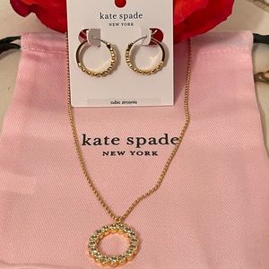 Kate Spade Full Circle Huggies Necklace& earrings